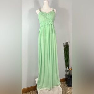 Mint Green Semi/Formal Dress Stunning Rhinestones and Faux Pearl Straps and Back